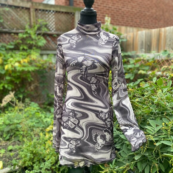 Urban Outfitters UO Alessia Mock Neck Mini Dress Size Medium - Picture 3 of 16